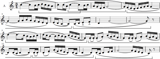 『ボレロ』旋律主題 A の楽譜