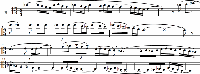『ボレロ』旋律主題 B の楽譜