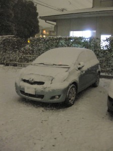 この日は夜中に雪が降りました。